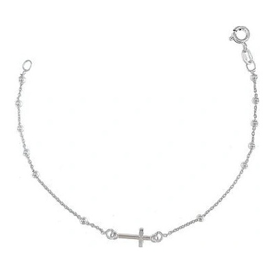 INFINITYSILVER Strieborný náramok s krížikom a guľôčkami 16608618