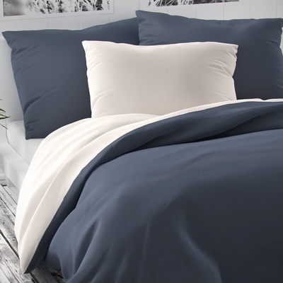 Kvalitex satén obliečky Luxury Collection biela/tmavosivá 140x200 70x90