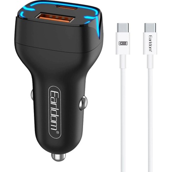 Earldom Зарядно устройство за кола Earldom ES-CC2, 1xUSB QC3.0, 1xType-C PD, С PD Type-C кабел, Различни цветове - 40250 (40250)