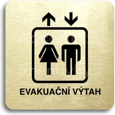 ACCEPT Piktogram evakuační výtah - zlatá tabulka - černý tisk bez rámečku