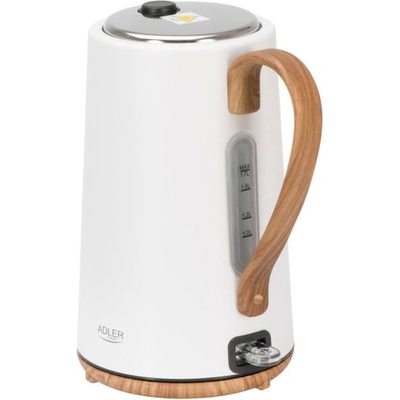 Adler Електрическа кана Adler AD 1352, вместимост 1.7 литра, с филтър, въртяща се основа, 1850W, бяла (AD 1352)