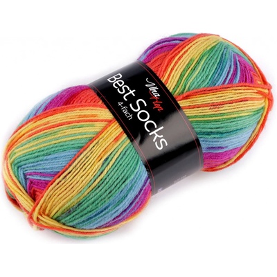 Prima-obchod Pletací příze Best Socks samovzorovací / ponožkovka 100 g, barva 18 (7074) multikolor