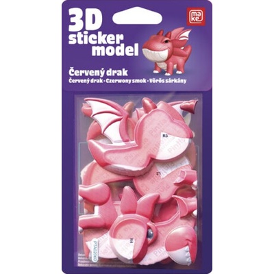 3D samolepkové ještěrky červený drak