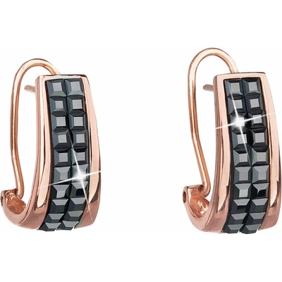 PAVONA Strieborné náušnice klipsne s krištáľmi Swarovski čierny polkruh 31172.5
