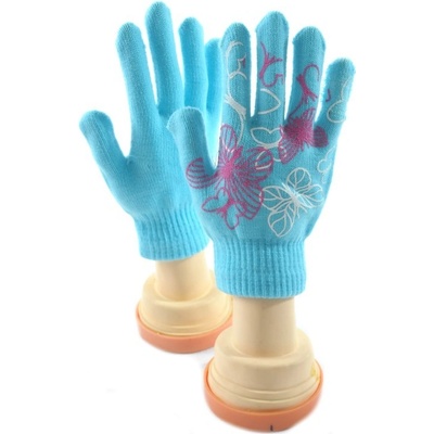 Dievčenské rukavice motýle svetlo modré