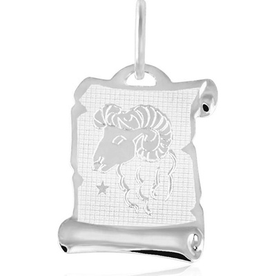 Gemmax Zlatý přívěsek na pergamenu s gravírováním v bílém zlatě znamení BERAN GUPWN 58211