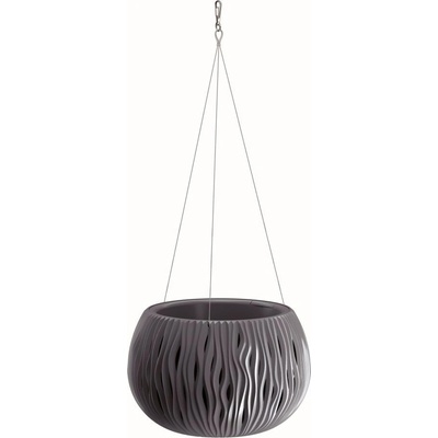 Prosperplast Květináč s vkladem a ocel. lankem SANDY BOWL WS antracit 29 cm