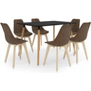 vidaXL Jedálenská súprava 7-dielna hnedá