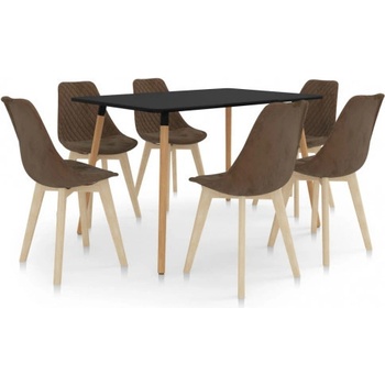 vidaXL Jedálenská súprava 7-dielna hnedá