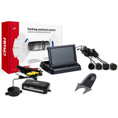 AMiO Sada asistentů parkování 4 senzory černé TFT02 4,3 `s kamerou night vision CAM-502-IR