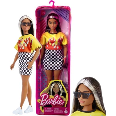 Barbie Modelka 179 Ohnivé tričko a kockovaná sukňa