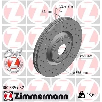 Brzdový kotúč (cena za 1ks) ZIMMERMANN 100.3357.52