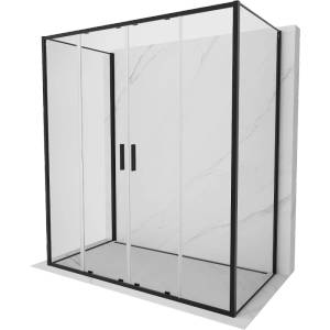 Mexen Exo-3S 3-стенна плъзгаща се душ кабина 180 x 75 см, прозрачен, черен (8152-180-075-70-00-3S)