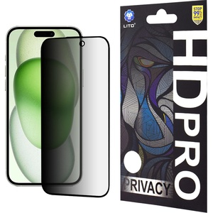 LITO Протектор за iPhone 15 Plus - Lito HD PRO Privacy - Черен
