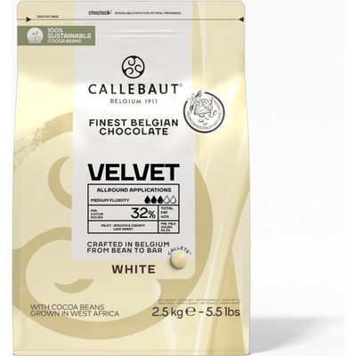 Callebaut VELVET bílá čokoláda 32% 2,5kg pecky