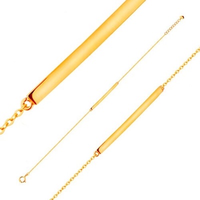 Šperky Eshop Náramek ze žlutého 14K zlata lesklý úzký pás, řetízek z oválných oček S3GG137.36