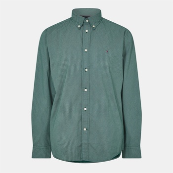 Tommy Hilfiger Men's Long-Sleeve Poplin Print Patterned Shirt - Orna Green 0H9