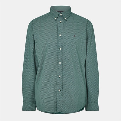 Tommy Hilfiger Men's Long-Sleeve Poplin Print Patterned Shirt - Orna Green 0H9