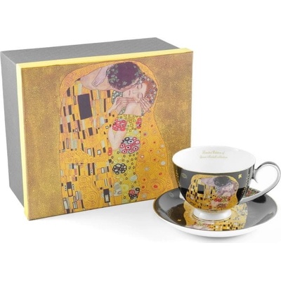 HOME ELEMENTS Šálka s podšálkou Klimt Bozk tmavý 250 ml