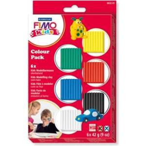 FIMO Комплект глина, 6x42 g, изпичаща се, FIMO "Kids Color Pack", 6 основни цвята 8032-01 (8032-01)