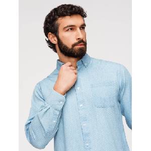 Ombre Clothing Мъжка памучна риза от фин деним със сантиметър - светло синя V1 K702 Ombre Clothing Ombre Clothing | Sin | МЪЖЕ | S