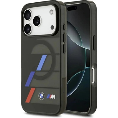 BMW Калъф BMW M IML Metal Buttons Tricolor Lines MagSafe за iPhone 17 Pro - черен