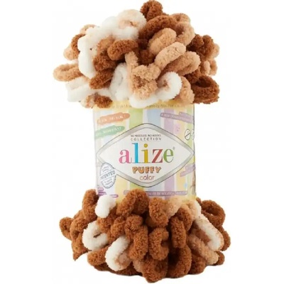 Alize Puffy Color 6398 Hnědá-bílá