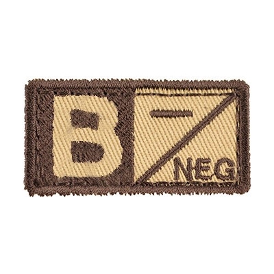 MILITARY RANGE Nášivka krvná skupina B NEG VELCRO PIESKOVÁ