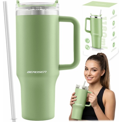 Berdsen termohrnček so slamkou 1180 ml zelený