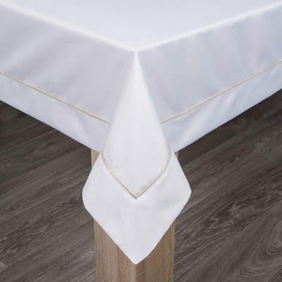 Takoy Bílý ubrus 140x180 cm MADELE s jemným zlatým lemováním-HF-386398 | 140 x 180 cm