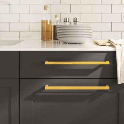 vidaXL Дръжки за шкафове, 10 бр, златисти, 320 мм, неръждаема стомана (3203673)