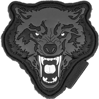 JTG PVC 3D nášivka "Angry Wolf Head" - šedá + Doprava zdarma