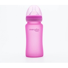 Everyday Baby fľaša sklo s teplotným senzorom Pink 240 ml