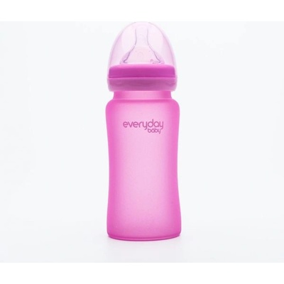 Everyday Baby fľaša sklo s teplotným senzorom Pink 240 ml