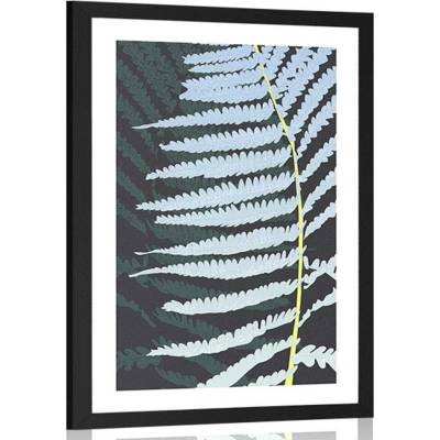Plakát s paspartou dekorativní kapradina - 40x60 white
