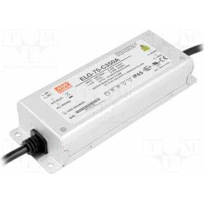 MEAN WELL ELG-75-C350A Napájecí zdroj: spínaný; LED; 75W; 107÷214VDC; 175÷350mA; IP65