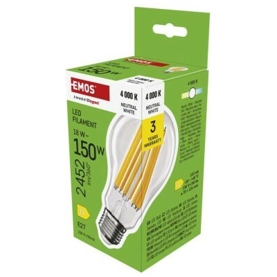 EMOS LED žiarovka Filament A70 E27 18 W 150 W 2452 lm Neutrálna biela ZF5D83