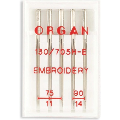 Vyšívací jehly Organ 130/705H-E 75/11, 90/14
