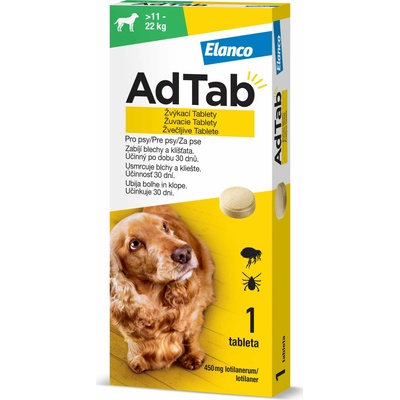 AdTab 450 mg žuvacie tablety pre psov 11-22 kg 1 tbl