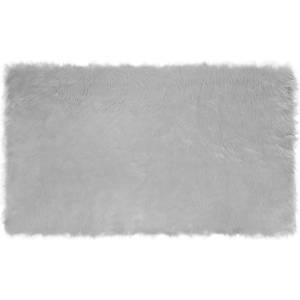 Pure Line Home Килим tafalla с дълъг косъм, имитация на вълна, с анти-слип основа, Сив