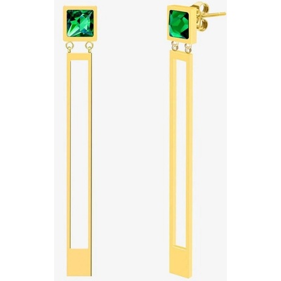 Preciosa náušnice z chirurgické oceli Straight s českým křišťálem Preciosa emerald 7393Y66