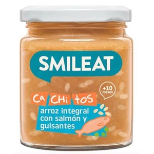 Smileat Гарнитура Smileat сьомга с кафяв ориз и зеленчуци с екстра върджин зехтин, 10М+, БИО, 230 гр