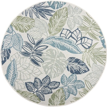 Flair Rugs Зелено-син кръгъл килим за открито и закрито ø 160 cm Bella Leaf - Flair Rugs (503119377469)