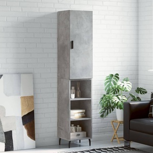 vidaXL Висок шкаф, бетонно сив, 34, 5x34x180 см, инженерно дърво (3198805)