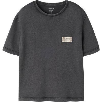 NAME IT Детска тениска Name it Kid's Fandel S/S Top T-shirt - Black / Pure Cashmere Patch - размер 122/128 (EU) (704-6375-0116)