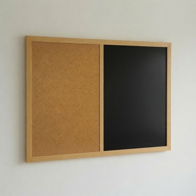 Toptabule.sk Kombinovaná tabuľa čierna v drevenom ráme NATURE LINE Svetlý dub 60 x 40 cm