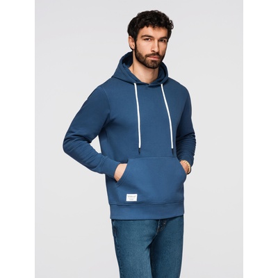 Ombre Clothing Мъжки памучен суитшърт BASIC с джоб за ръце и качулка - тъмно син Ombre Clothing Ombre Clothing | Sin | МЪЖЕ | S