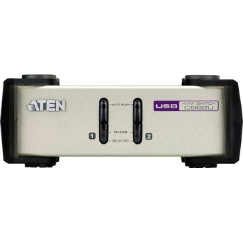 Aten CS-82U-AT 2-Port PS/2-USB KVM Switch, 2x Custom KVM Cable sets, Non-powered