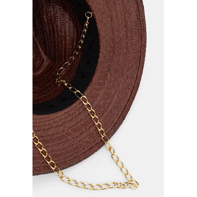 LE SH KA headwear сламена шапка дамска от сплетена материя (BrownPanamaFedora)