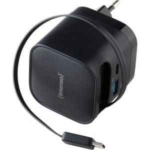 Intenso W65ACIC GaN зарядно 2xUSB-C/USB-A 65W кабел 0, 7m черен (7806520)